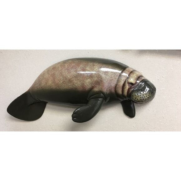 Manatee Ocean Animal Sea Cow 18 Inch Coastal Wall Plaque Two Dimensional - Picture 2 of 5